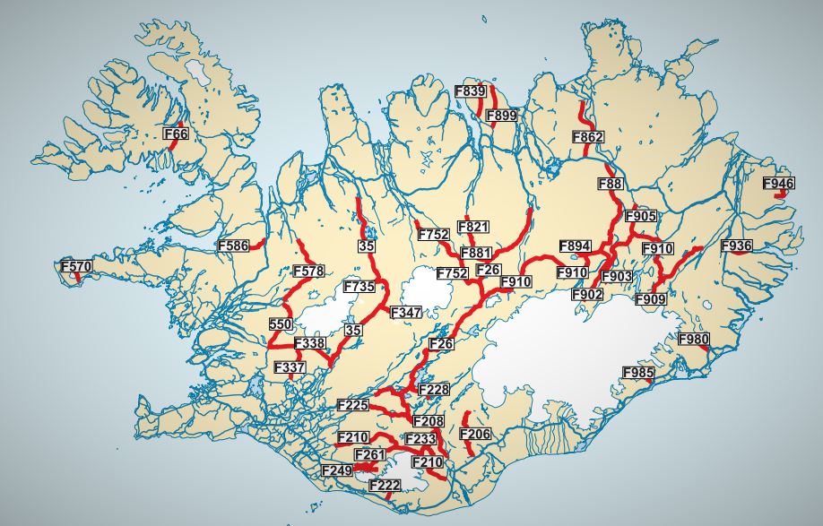 carte des routes F en Islande