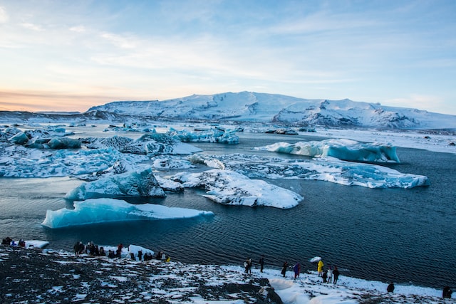 Jökulsárlón en hiver en Islande