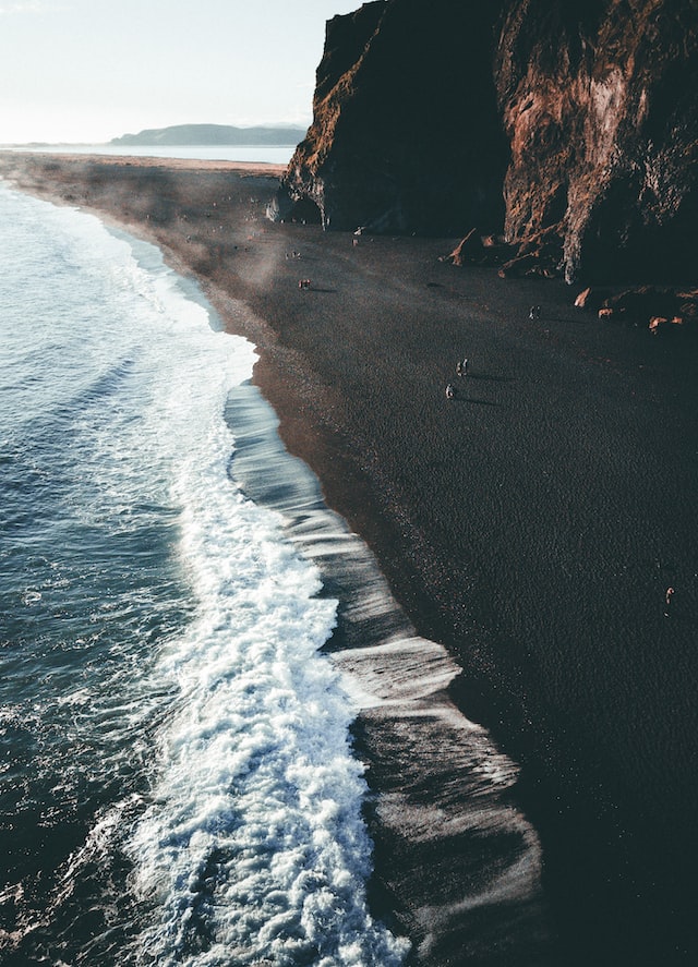 black sand beach