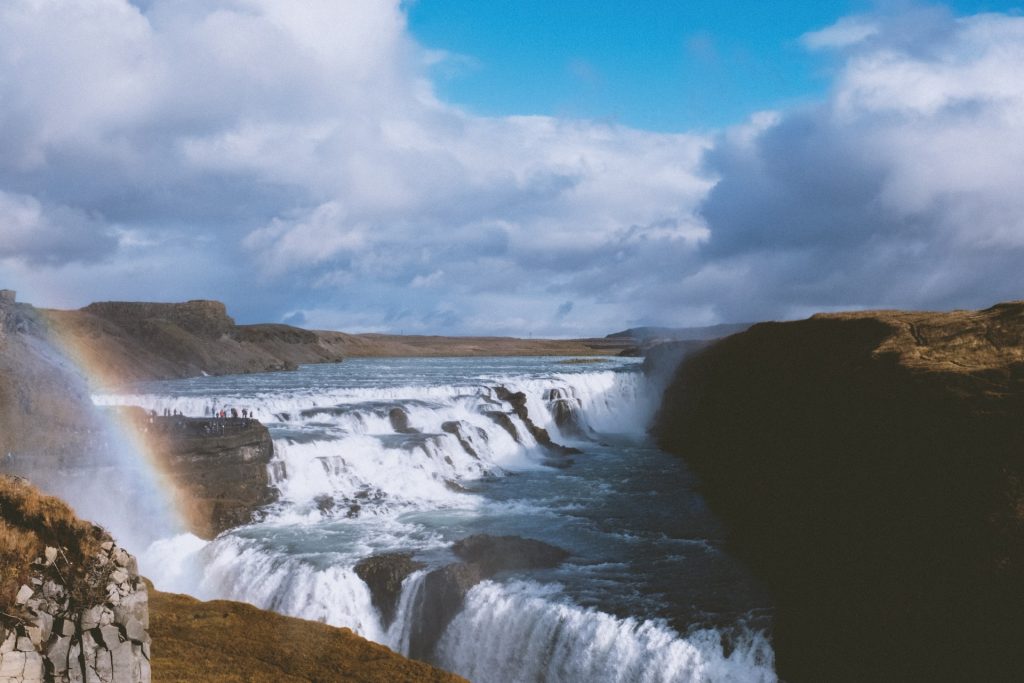 cascade de Gullfoss en Islande en mai