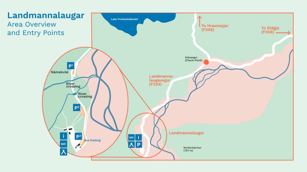the map of parking lot in Landmannalaugar
