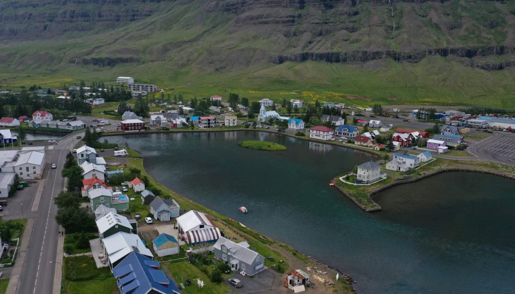 view from the top of Seydisfjordur town
