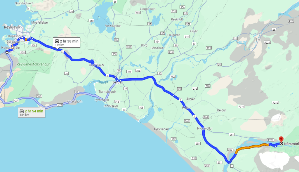 the location of Thorsmork in Iceland