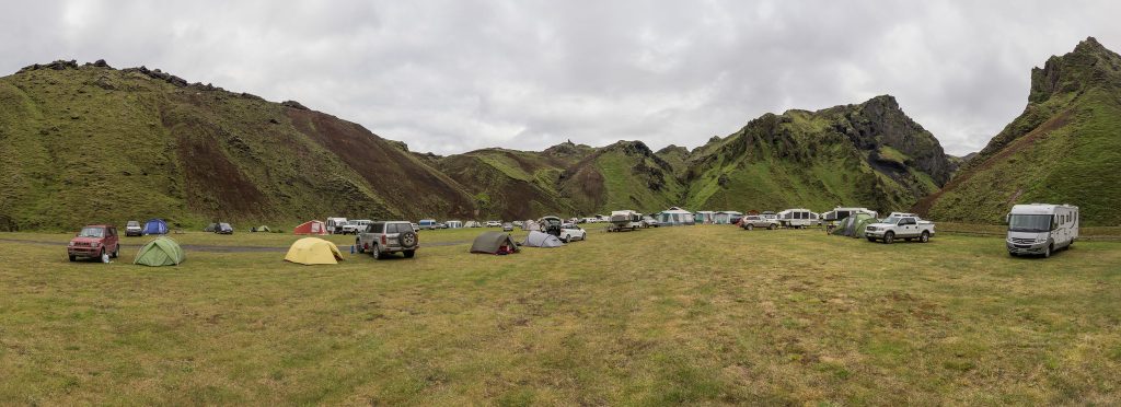 The Thakgil Campsite in South highland of Iceland