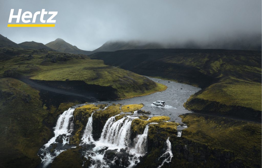 drive through the glacier rivers in highland iceland