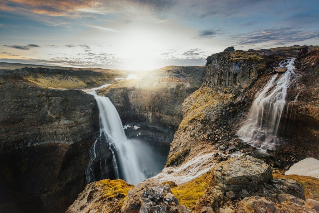 Haifoss is a high waterfall located in the Þjórsárdalur valley 