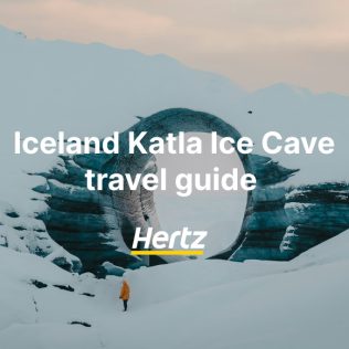 A travel guide with rental car in Icelanbd to Katla ice cave