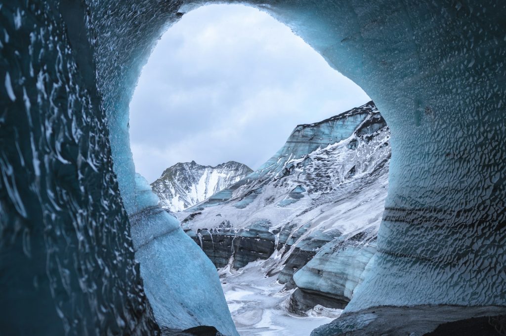 the view form inside the Katla Ice cave