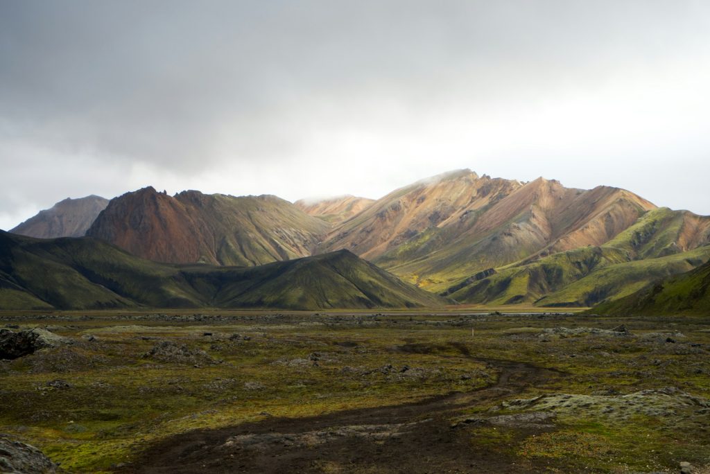 Colorful mountains near Landmannalaugar in Iceland highland area in summer time