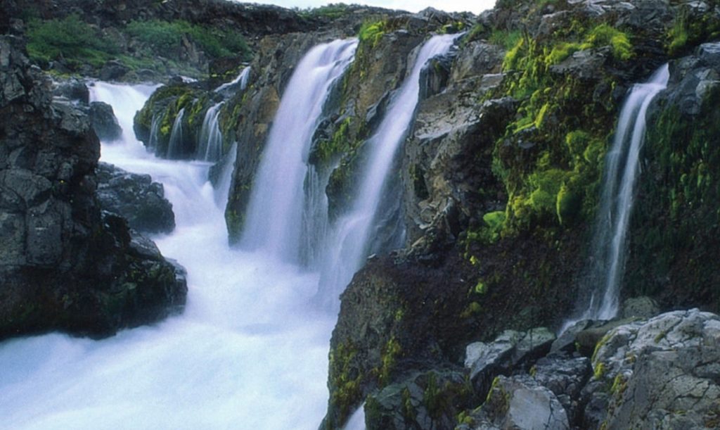 a close up of the barnafoss located in Iceland west