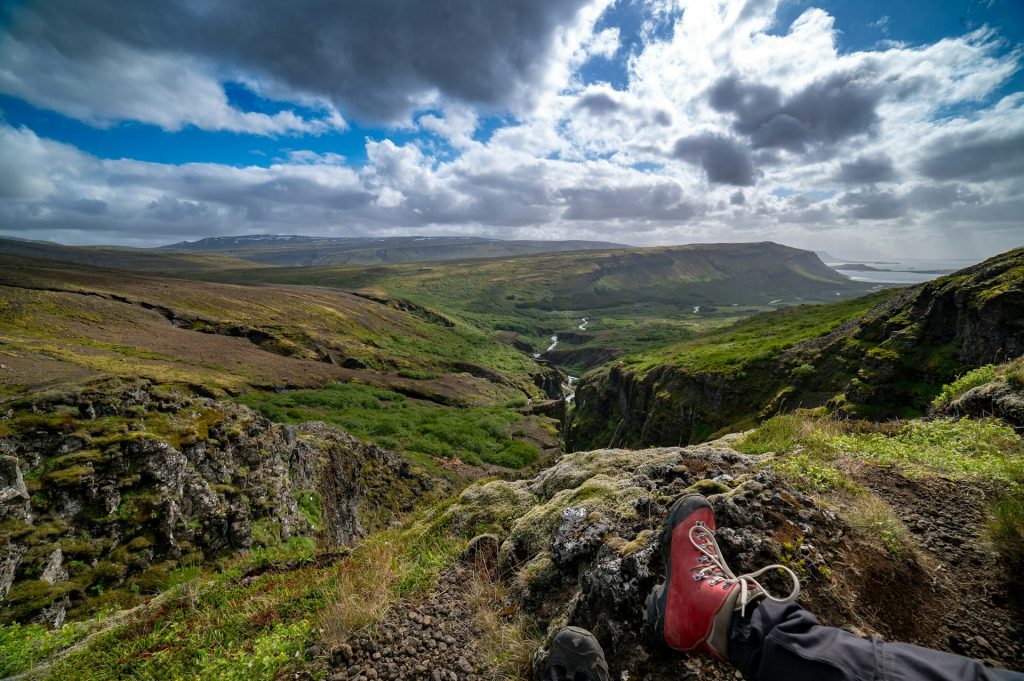 It’s crucial to wear waterproof hiking boots to keep your feet dry and secure