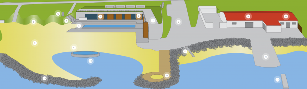 the facility map of Nautholsvik Beach in Reykjavik Iceland