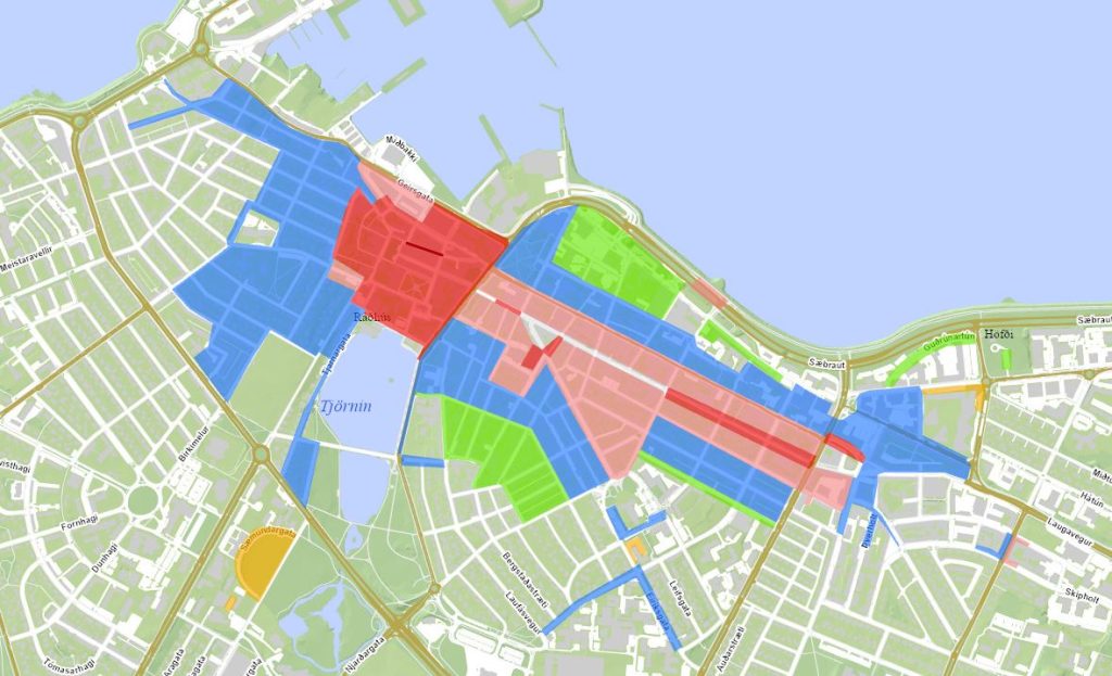 latest Reykjavik parking zones map 2025