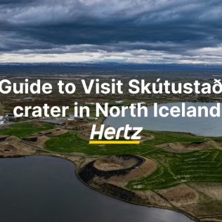 A guide Skútustaðir crater in North Iceland with car