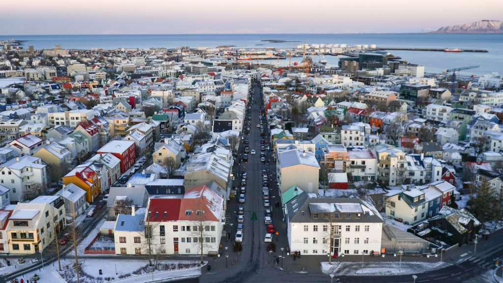 the view looking out from the Hallgrimskirkja window